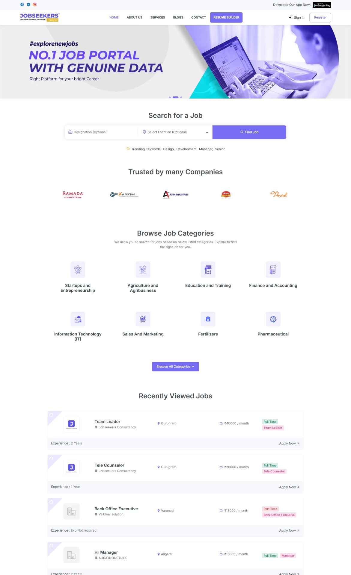 JobSeekersPage – Smart Recruitment Portal